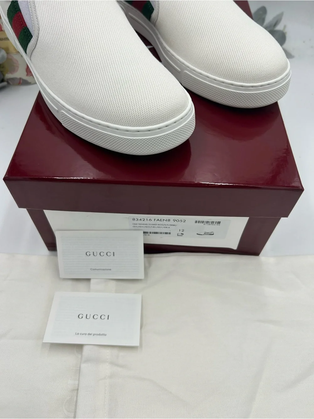 Men's Gucci ace slip on sneakers size 12 fits 12.5 US made in Italy